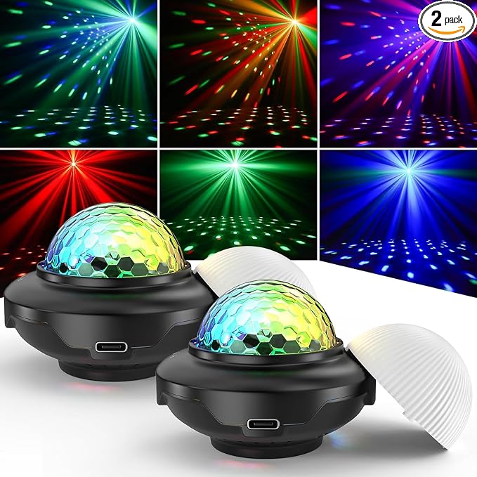 Battery Powered Disco Ball, Rechargeable Party Lights, Strobe Lights Sound by Oloaxolx