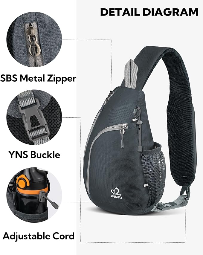 WATERFLY Crossbody Sling Bag Small Water Resistant Backpack Lightweight - Image 4