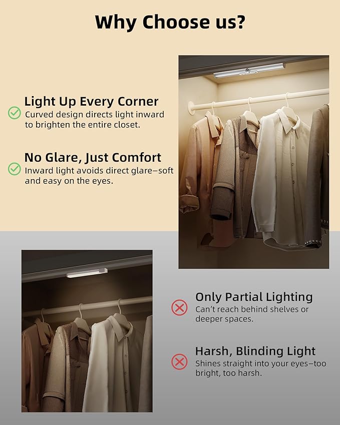 EZVALO 15-inch Motion Sensor Closet Light, 1800mAh Rechargeable - Image 2