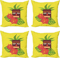 Ambesonne Luau Throw Pillow Cushion Case Pack of 4, Vibrant Composition of a by Ambesonne