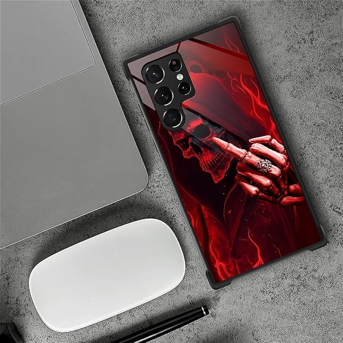 for Samsung Galaxy S22 Ultra Case, Gestures Funny Skull Pattern Graphic Design - Image 6
