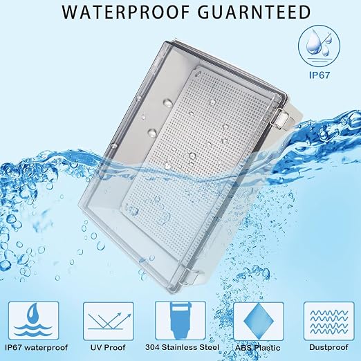 Zulkit Junction Box, IP67 Waterproof Electrical Box Hinged Clear Cover - Image 2
