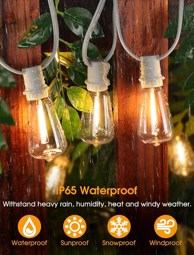 Larkvue 50FT Outdoor String Lights, Patio Lights - Image 3