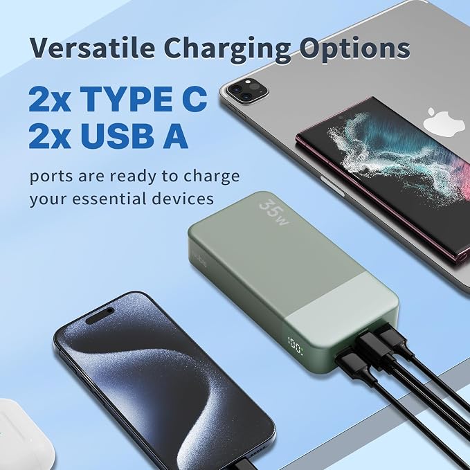 NOBIS Portable Charger, 20000mAh Power Bank, 35W Power Bank Fast Charging - Image 4
