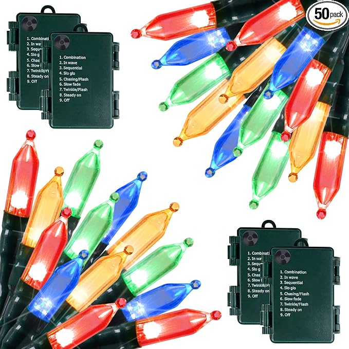Brightown Christmas Lights 4 Pack 50 LEDs Battery Powered String Lights by Brightown