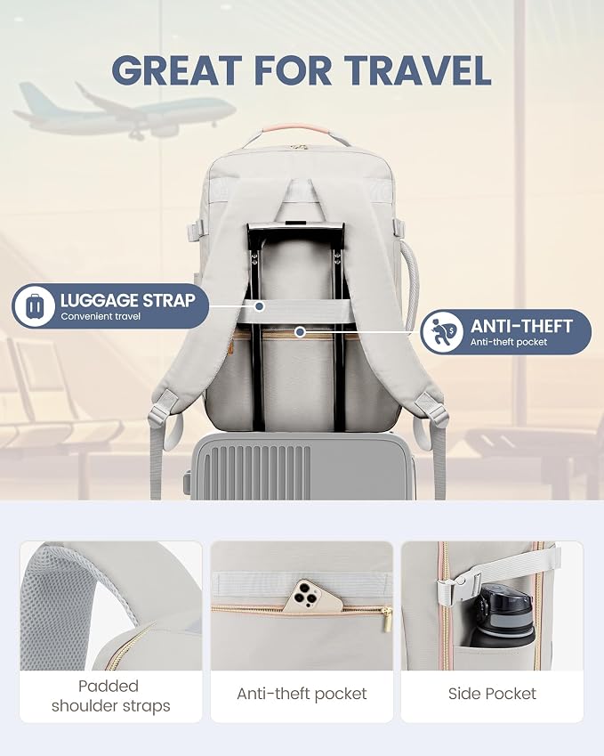 LOVEVOOK Travel Backpack for Women & Men 40L, Airline Approved Carry On - Image 8