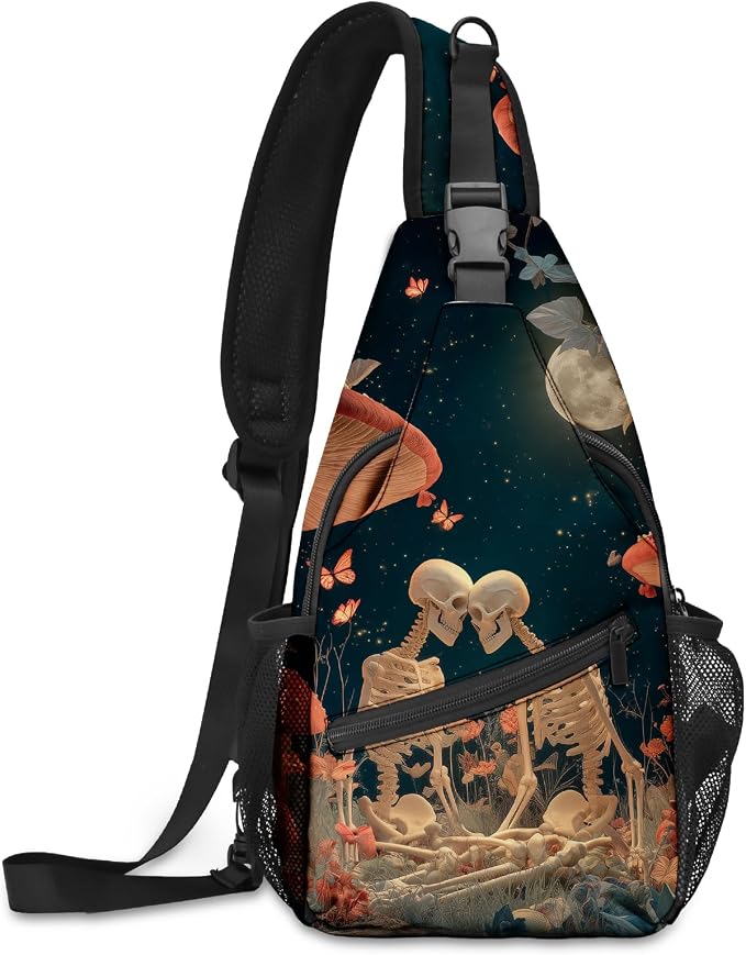 FyLybois Skull Sling Bag for Women Lightweight Crossbody Backpack Casual Daypack by FyLybois