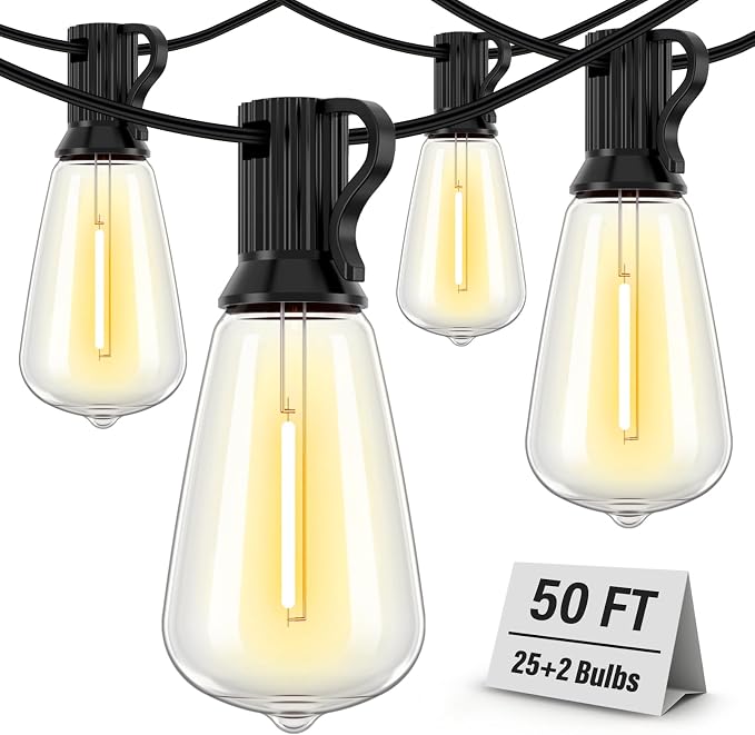 Doukedge Outdoor String Lights Waterproof, 50FT Patio Lights by Doukedge