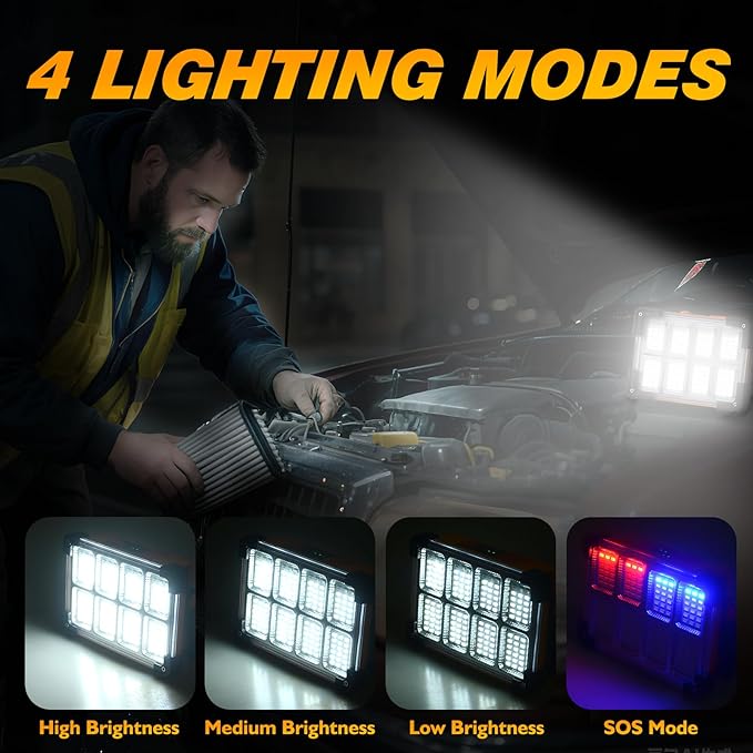 120W Solar Rechargeable Work Light, 144 LED 10000LM Led Work Light - Image 3
