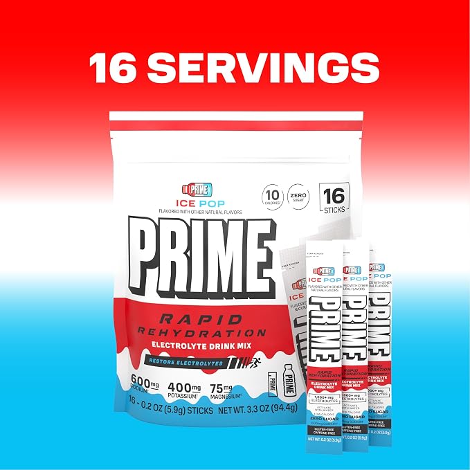 Prime Rapid Rehydration Electrolyte Powder Sticks, Ice Pop, Sugar Free - Image 7