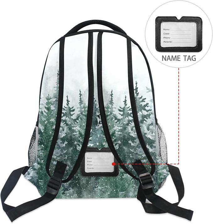 Winter Forest Kids Backpack Pinewood Tree School Backpacks Boy Girl Preschool - Image 6
