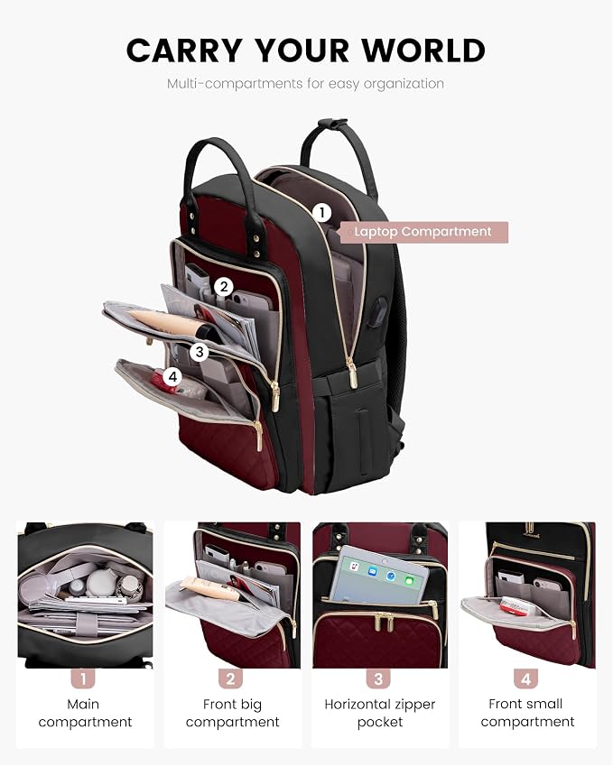 LOVEVOOK Laptop Backpack Purse for Women, 15.6" Laptop Bag for Travel - Image 3