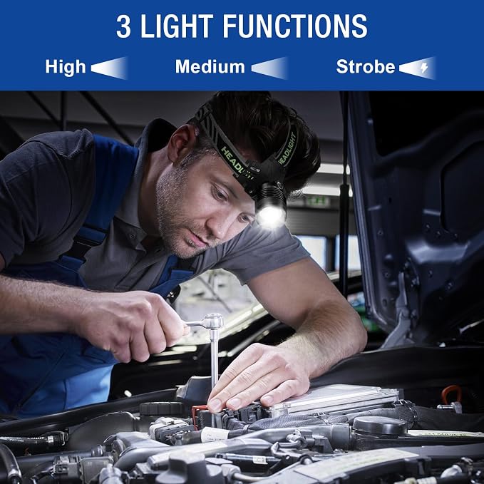 3Pack Rechargeable Headlamp Super Bright, 99000 Lumens LED Head Lamp - Image 5