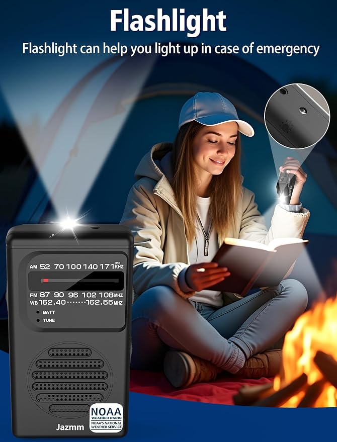 Pocket NOAA Weather Radio, Portable AM FM Battery Operated Radio - Image 6