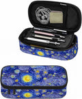Blue Sky Pencil Bag Glowing Moon Starry Sky Abstract Painting Big Capacity by Unknown