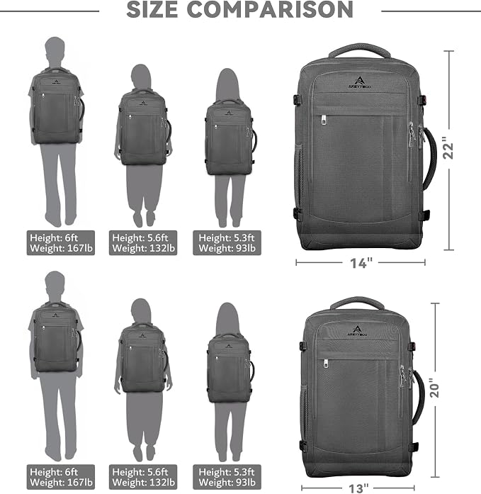 AREYTECO Carry On Backpack, 50L Extra Travel Laptop Backpack - Image 6