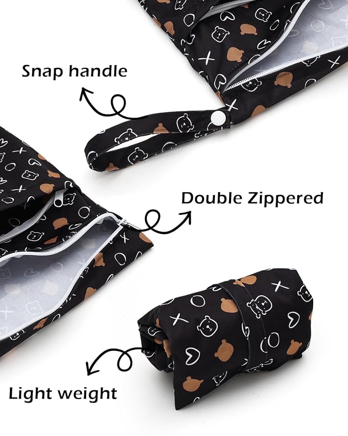 ALVABABY 3 Cloth Diaper Wet Dry Bags Waterproof Reusable - Image 2