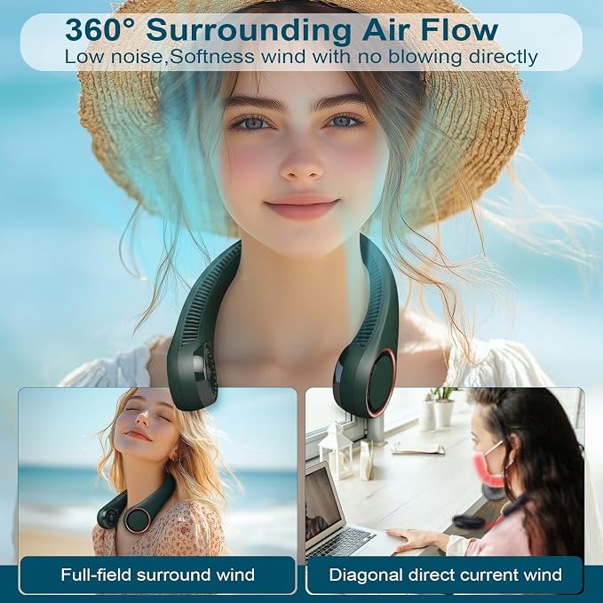 CIVPOWER Neck Fan: Portable Personal Neck Cooling Rechargeable Bladeless Fan - Image 2