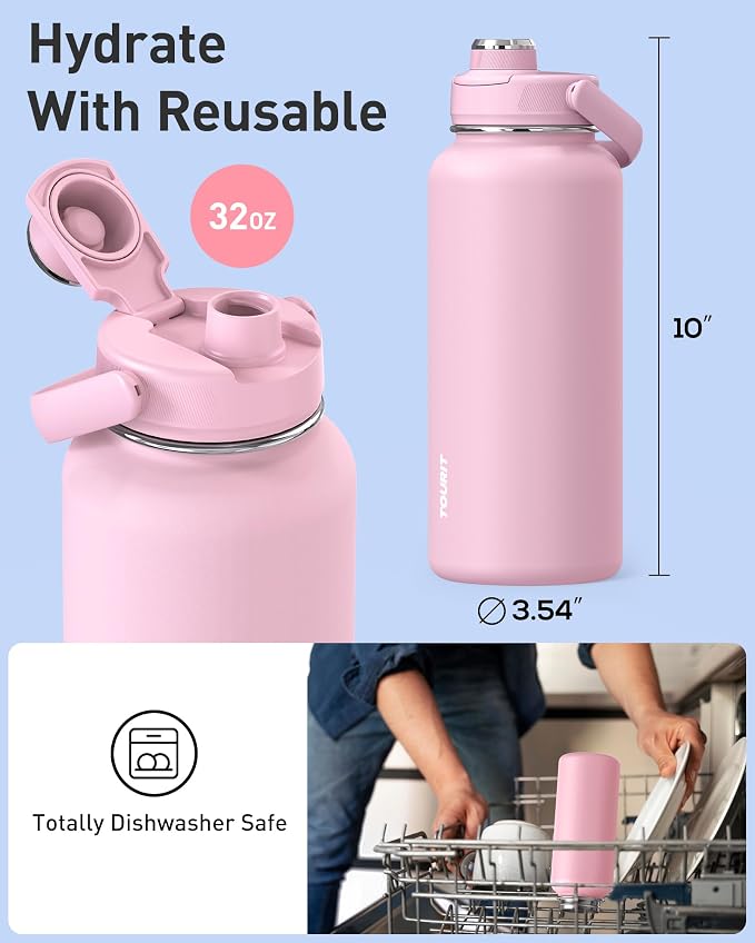 TOURIT 40 oz Insulated Water Bottle, Stainless Steel Sports Water Bottles - Image 6