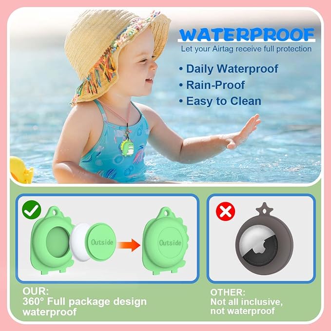 4-Pack Cute Case for AirTag 2/1 Necklace Design, Waterproof Air Tag Necklace - Image 3