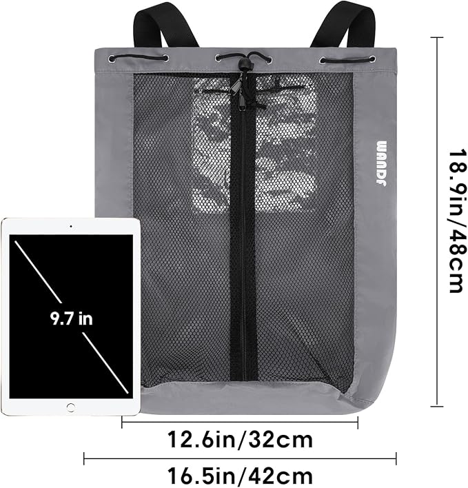 WANDF Swim Bag Mesh Drawstring Backpack Beach Backpack - Image 8