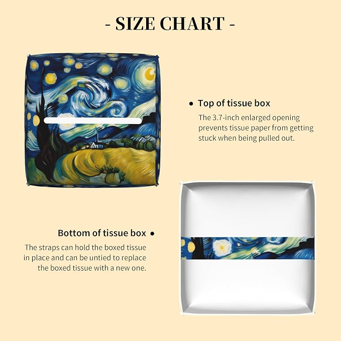 Tissue Box Cover Square, Starry Night Sky Tissue Box Holder Waterproof Leather - Image 3