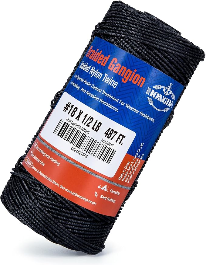 HONGDA Braided Black Nylon String, #18 Tarred Bank Line Twine, 487 Feet Black - Image 3