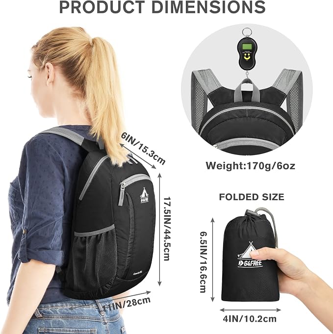 G4Free 16L Hiking Daypack, Lightweight Packable Small Backpack - Image 3