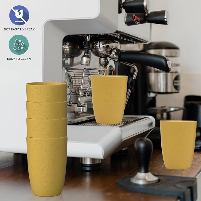 Wheat Straw Cups 6 PCS Good Alternative to Plastic Reusable Cups 12 oz - Image 5