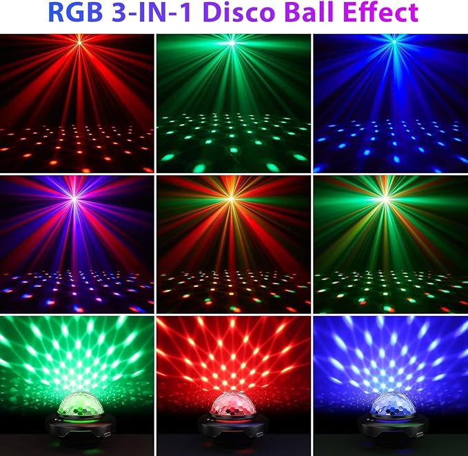 Battery Powered Disco Ball, Rechargeable Party Lights, Strobe Lights Sound - Image 3