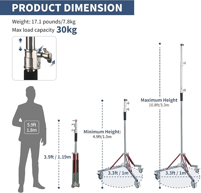 Kate 2 Pack Heavy Duty 10.8ft Light Stand - Image 3