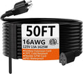 HUANCHAIN 50 FT 16 Gauge Black Indoor Outdoor Extension Cord Waterproof by huanchain