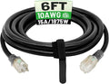 POWGRN 6 Ft 10AWG Black Outdoor Extension Cord Waterproof Heavy Duty 10 Gauge 3 by POWGRN