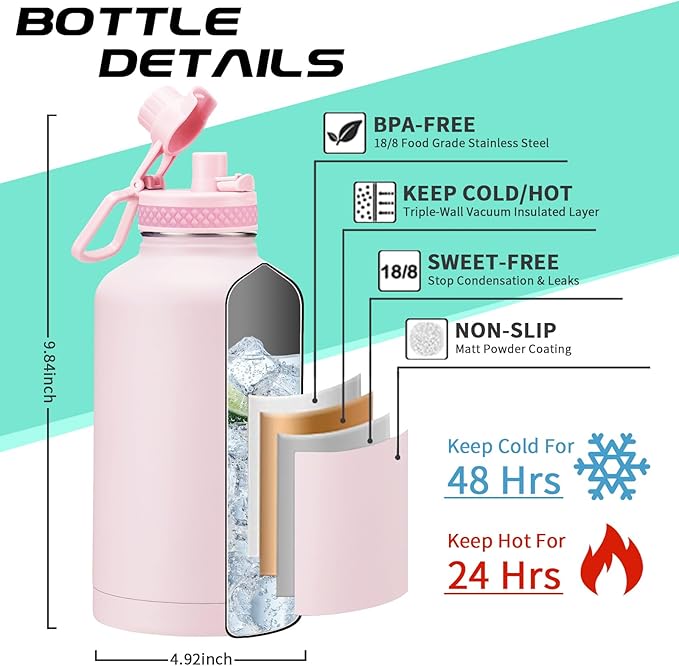 Half Gallon Water-Bottle with Straw - Image 3