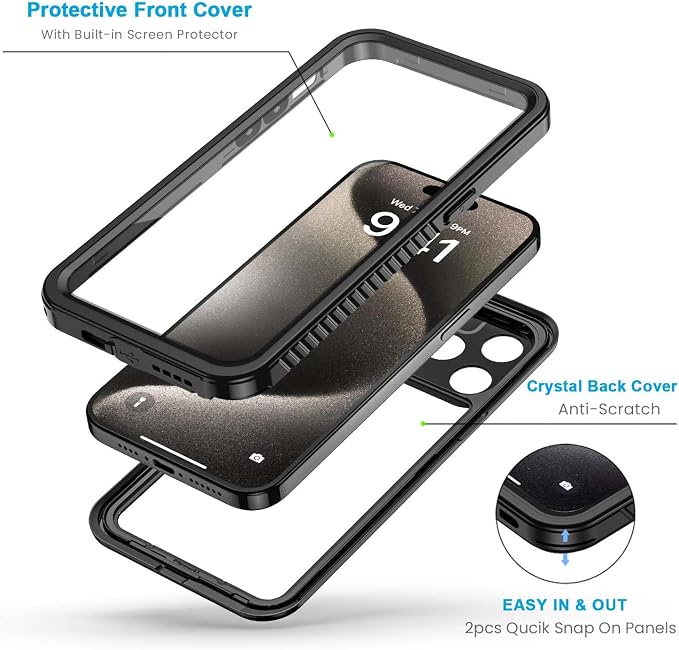 Lanhiem Magnetic for iPhone 15 Pro Max Case, Waterproof Shockproof Dustproof - Image 3