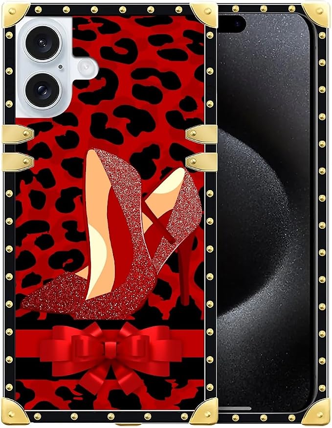 Compatible with iPhone 16 Case, Elegant High Heels Luxury Golden Decoration by Unknown