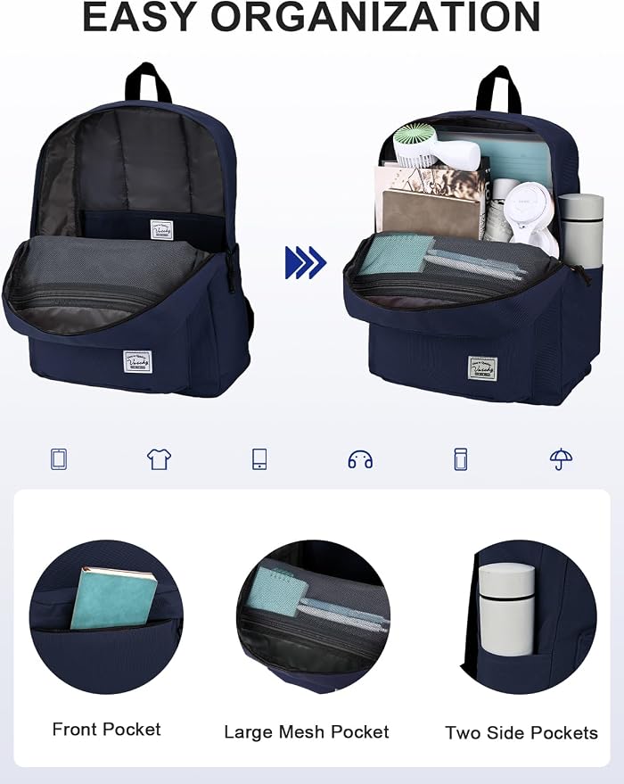 VASCHY Lightweight Backpack for School, Classic Basic Water Resistant Casual - Image 3