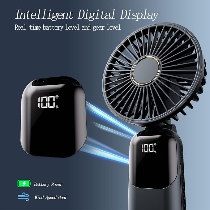 GOCKERA Portable Fan, 4200mAh Battery Operated Fan, 5 Speeds&Digital Display - Image 4