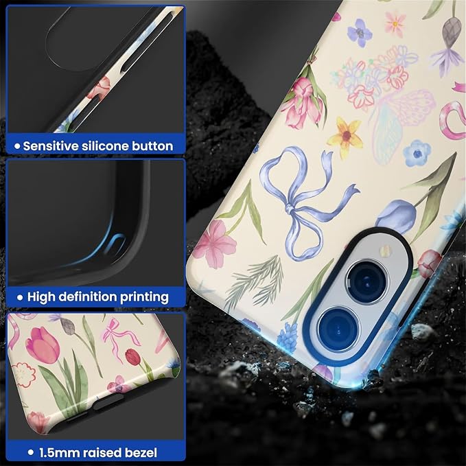 for Samsung Galaxy S25 Edge Case, HL2 Aesthetic Flower Preppy Collage Hybrid 2 - Image 3