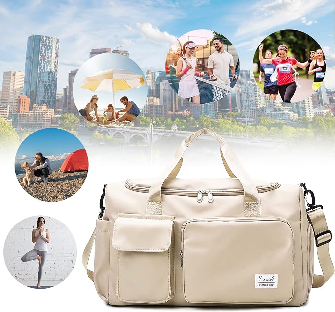 Suruid Sports Gym Bag with Shoes Compartment Travel Duffel Bag with Dry Wet - Image 7