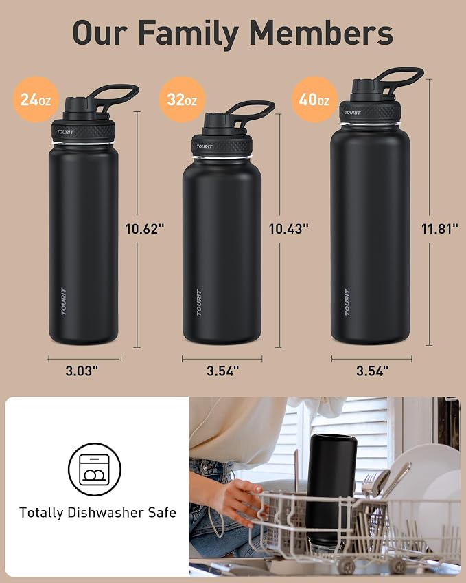 TOURIT 24 oz Insulated Water Bottle, Stainless Steel Sports Water Bottles - Image 6