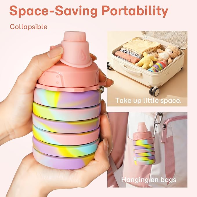 Collapsible Water Bottles for Travel, Foldable Sports Water Bottle for Kids - Image 3
