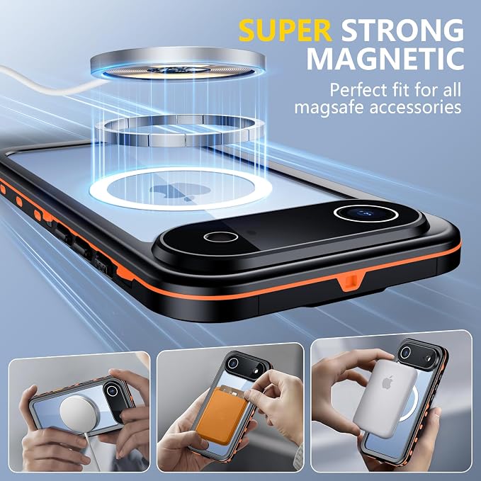 Red2Fire for iPhone Air Case Waterproof, Phone Case 6.5" Orange/Clear - Image 4