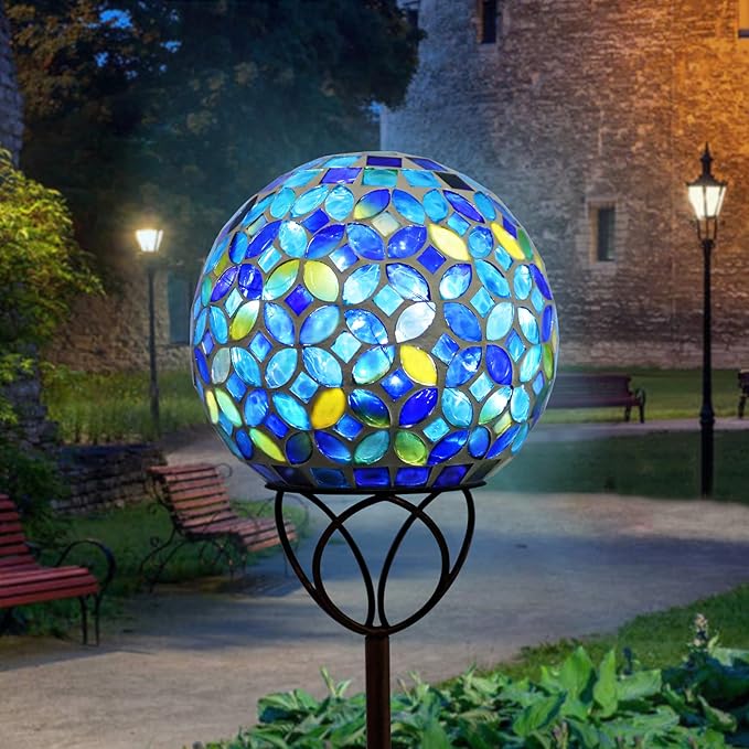 VCUTEKA Solar Outdoor Lights Garden Decor Mosaic Solar Garden Lights Waterproof by VCUTEKA