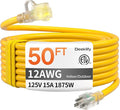 12 Gauge 50 FT Heavy Duty Outdoor Extension Cord Waterproof by Deeklify