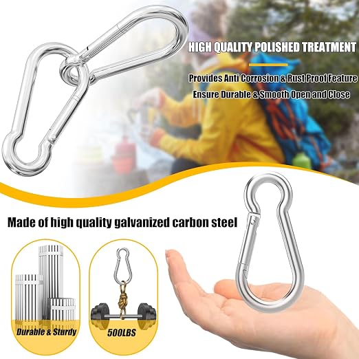 EPHECH 30PCS 3" Heavy Duty Spring Snap Hook, M8 5/16" Galvanized Steel Snap - Image 4