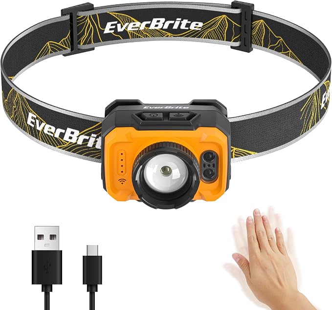 EverBrite 600 Lumen Headlamp, Rechargeable Headlight by EverBrite
