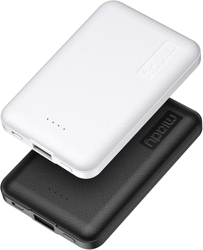 Miady 2-Pack 5000mAh Mini Portable Charger, 5V 2.4A USB-C Output Fast Charging by Miady