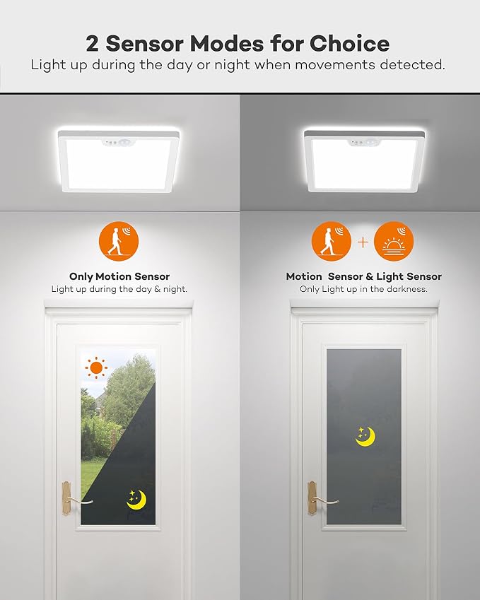 Annaror 12in Motion Sensor Ceiling Light Wired, 3000K 4000K 5000K Selectable - Image 8