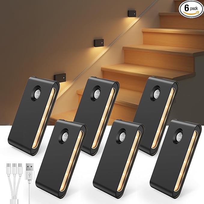 EZVALO 6 Pack Motion Sensor Night Lights, Sync LED Stair Lights Indoor by EZVALO